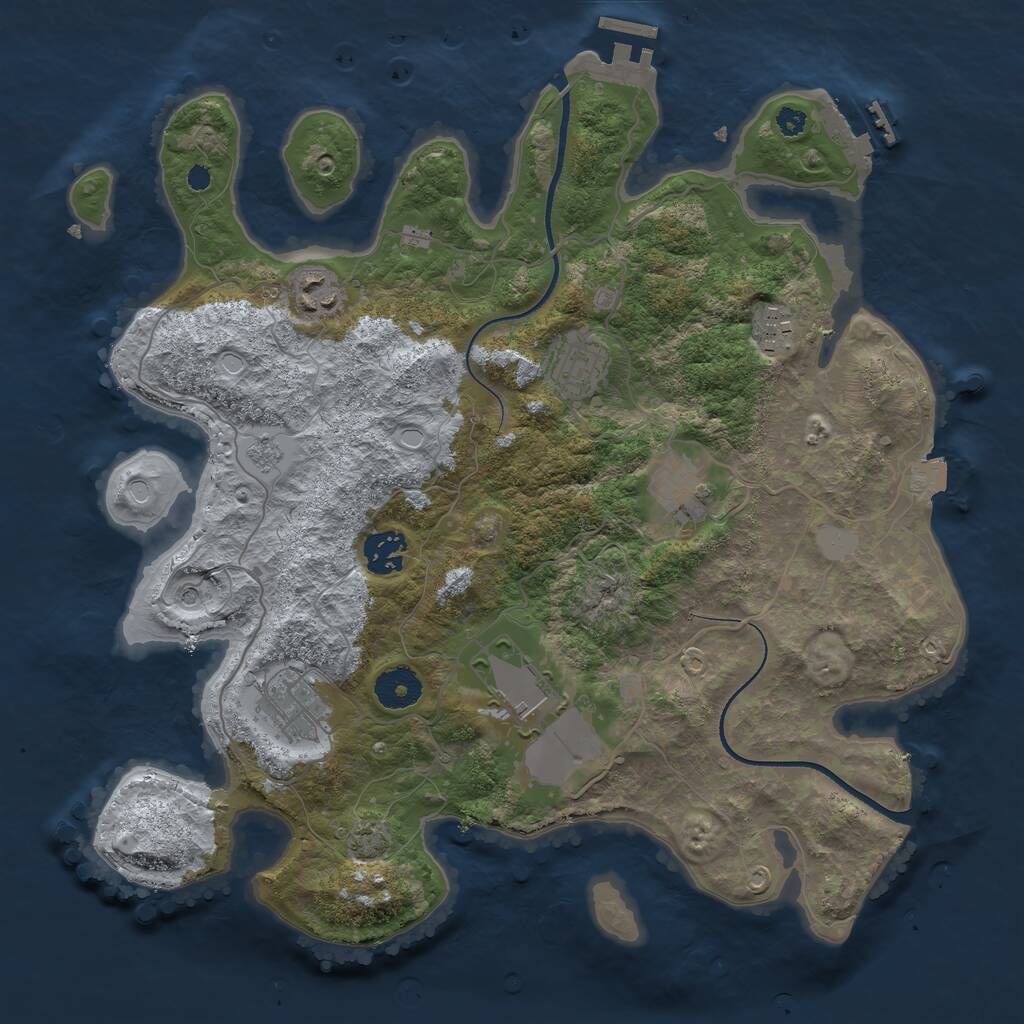 Rust Map: Procedural Map, Size: 3500, Seed: 395022998, 13 Monuments