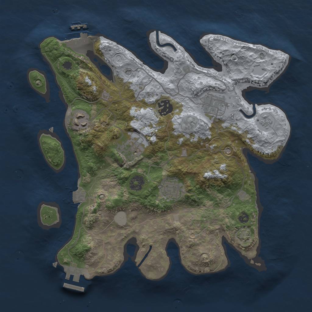 Rust Map: Procedural Map, Size: 3000, Seed: 256173726, 13 Monuments