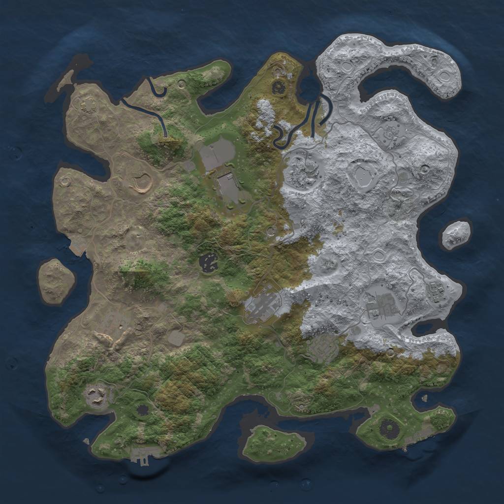 Rust Map: Procedural Map, Size: 3800, Seed: 96433709, 18 Monuments