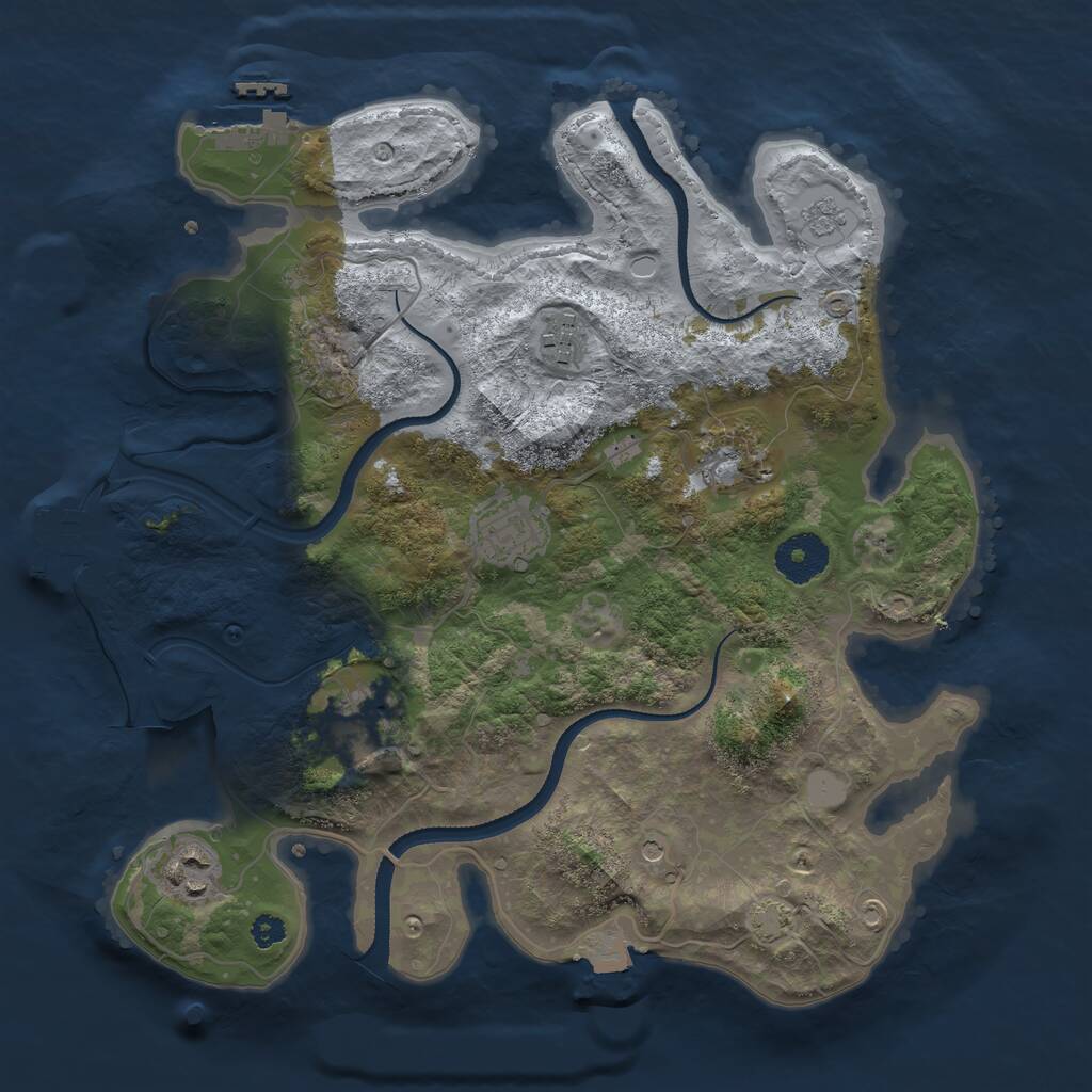 Rust Map: Procedural Map, Size: 3250, Seed: 1750360809, 11 Monuments
