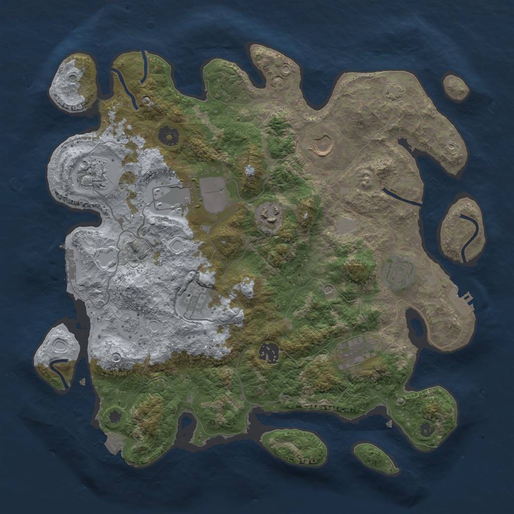 Rust Map: Procedural Map, Size: 3700, Seed: 41824436, 16 Monuments