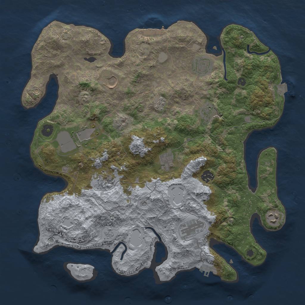 Rust Map: Procedural Map, Size: 3800, Seed: 69505199, 18 Monuments