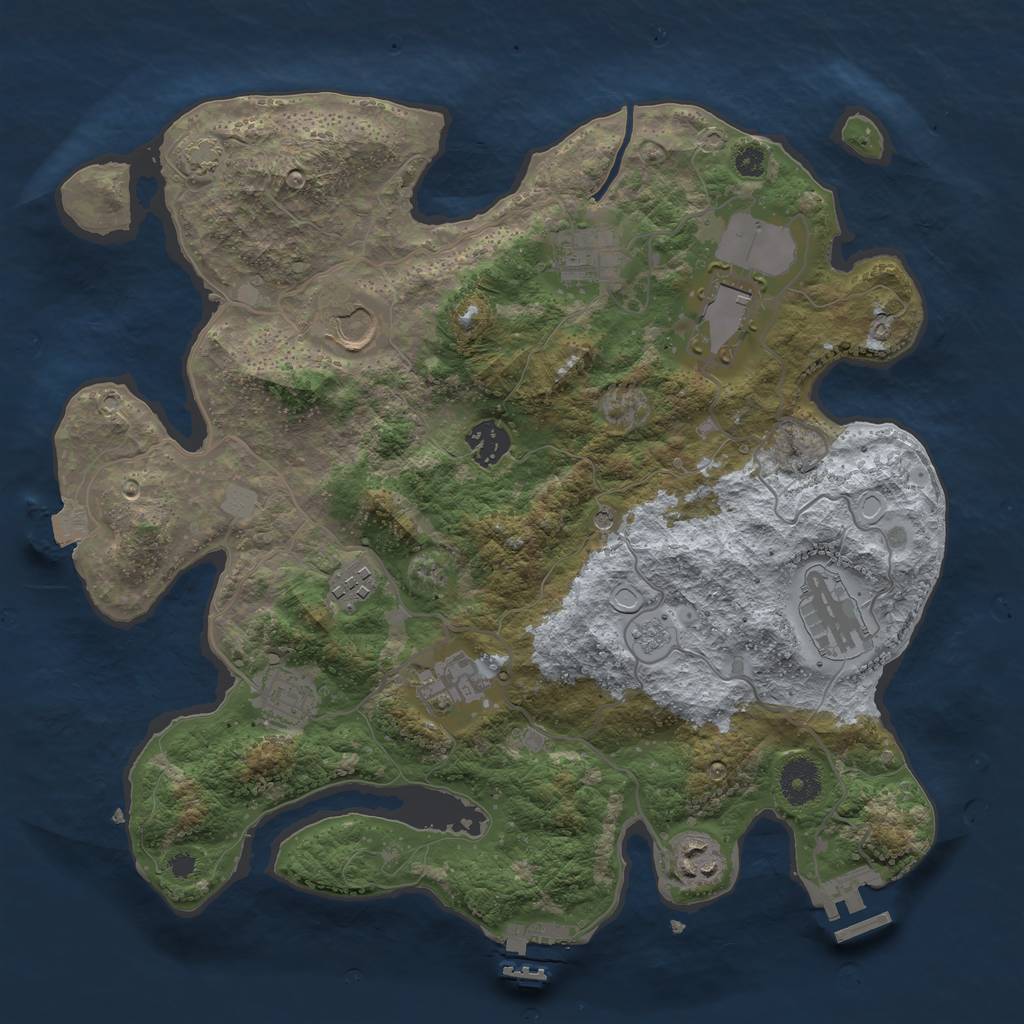 Rust Map: Procedural Map, Size: 3550, Seed: 74841299, 17 Monuments