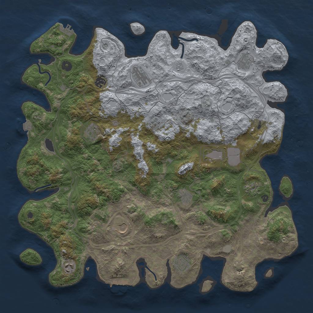 Rust Map: Procedural Map, Size: 4500, Seed: 1927640101, 19 Monuments