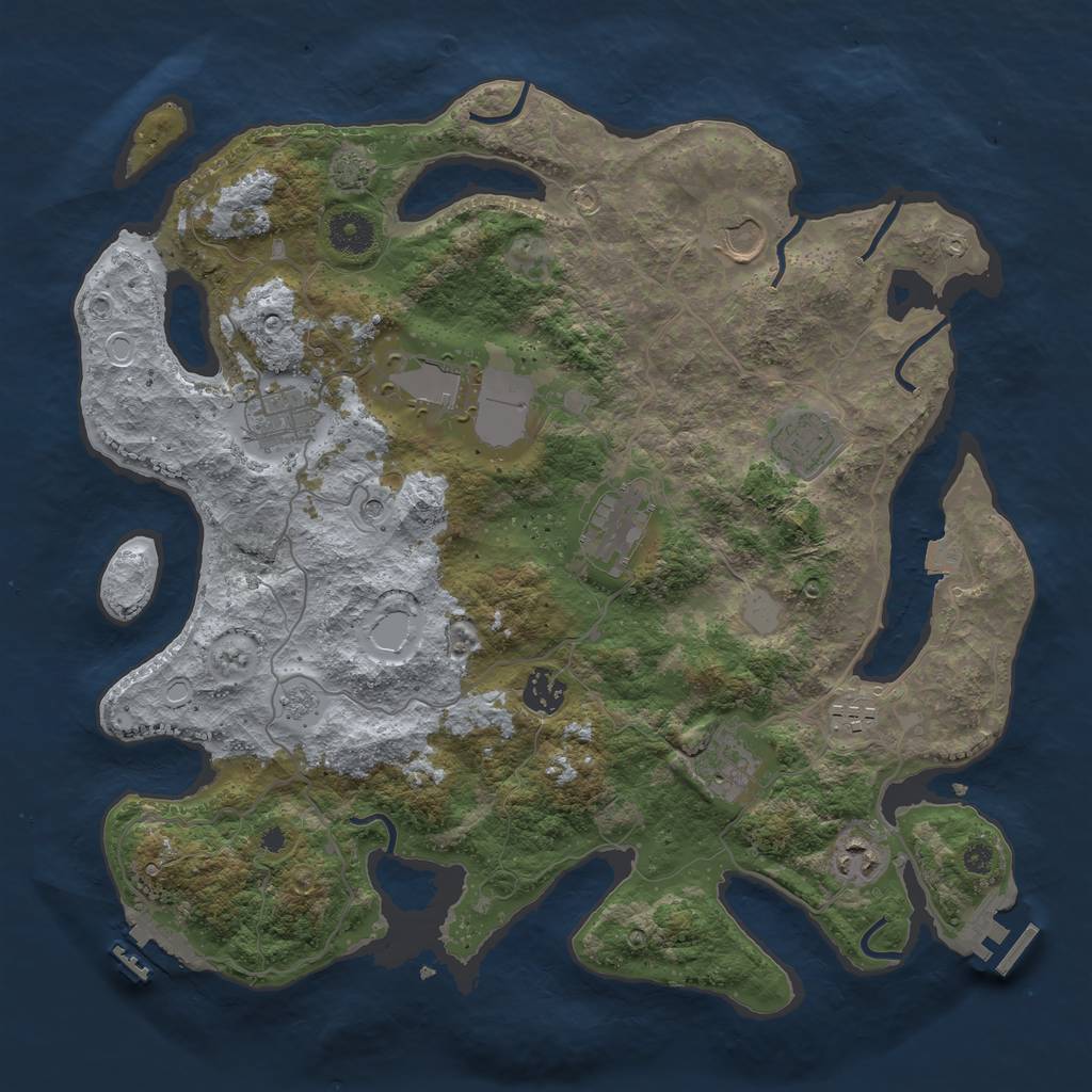 Rust Map: Procedural Map, Size: 3750, Seed: 317921876, 17 Monuments