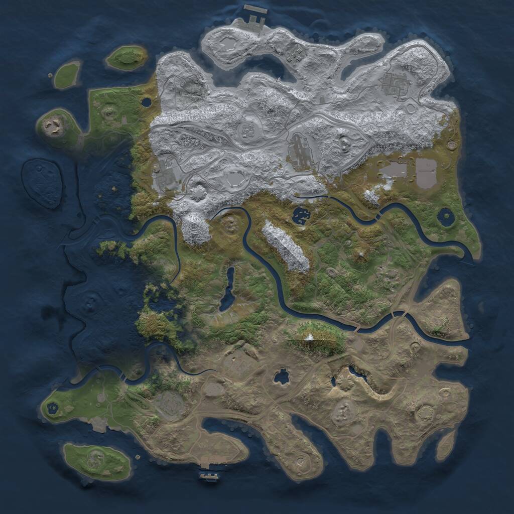 Rust Map: Procedural Map, Size: 4400, Seed: 74070976, 16 Monuments