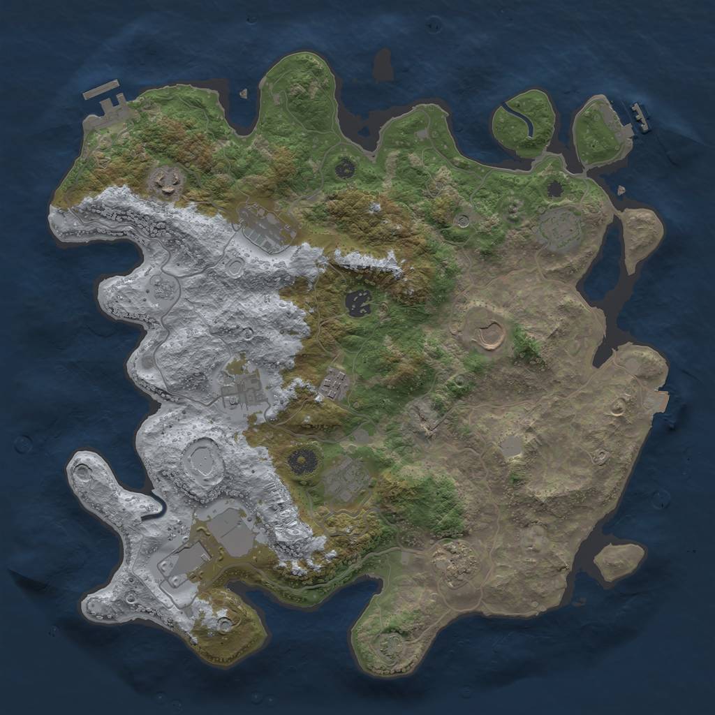 Rust Map: Procedural Map, Size: 3850, Seed: 11935422, 18 Monuments