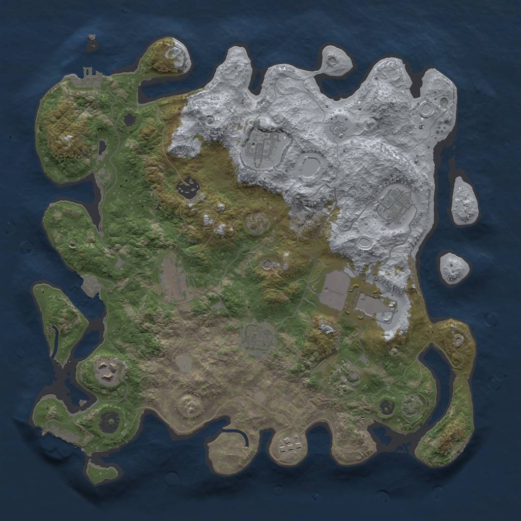Rust Map: Procedural Map, Size: 3600, Seed: 80756210, 17 Monuments