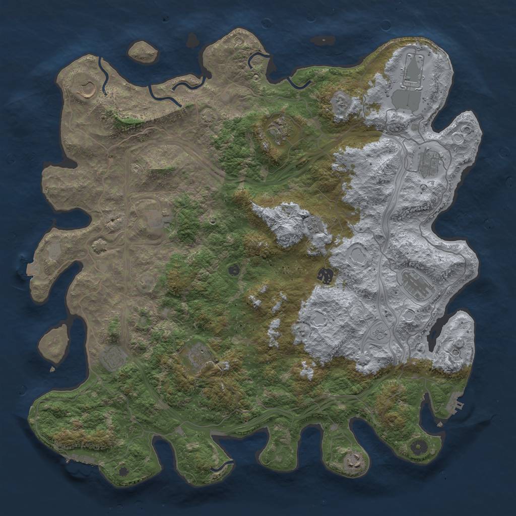 Rust Map: Procedural Map, Size: 4800, Seed: 1037702966, 19 Monuments