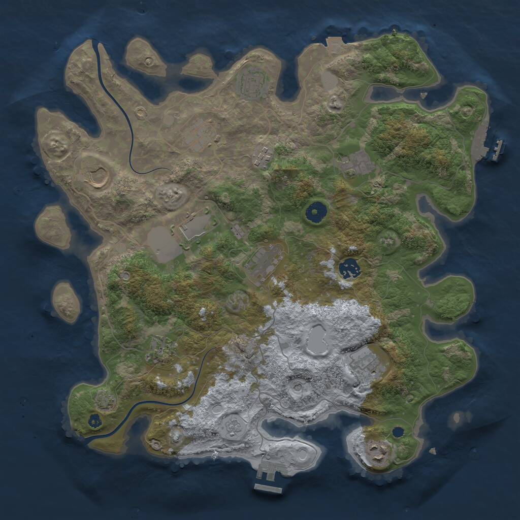 Rust Map: Procedural Map, Size: 3800, Seed: 26365937, 17 Monuments