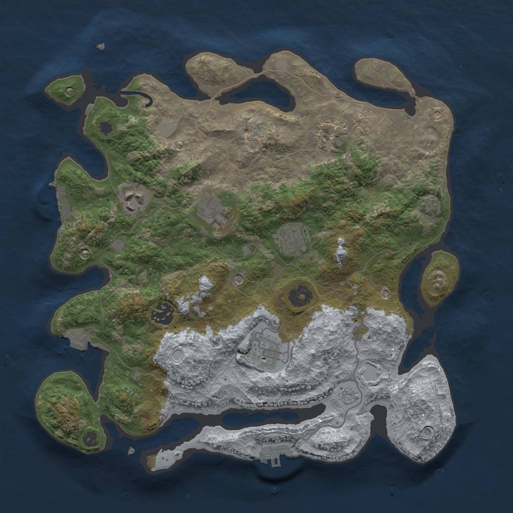 Rust Map: Procedural Map, Size: 3400, Seed: 71740136, 14 Monuments