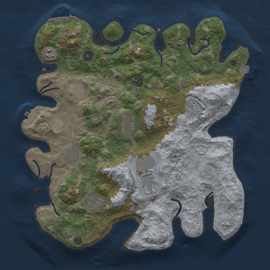 Rust Map: Procedural Map, Size: 3800, Seed: 7489859, 16 Monuments