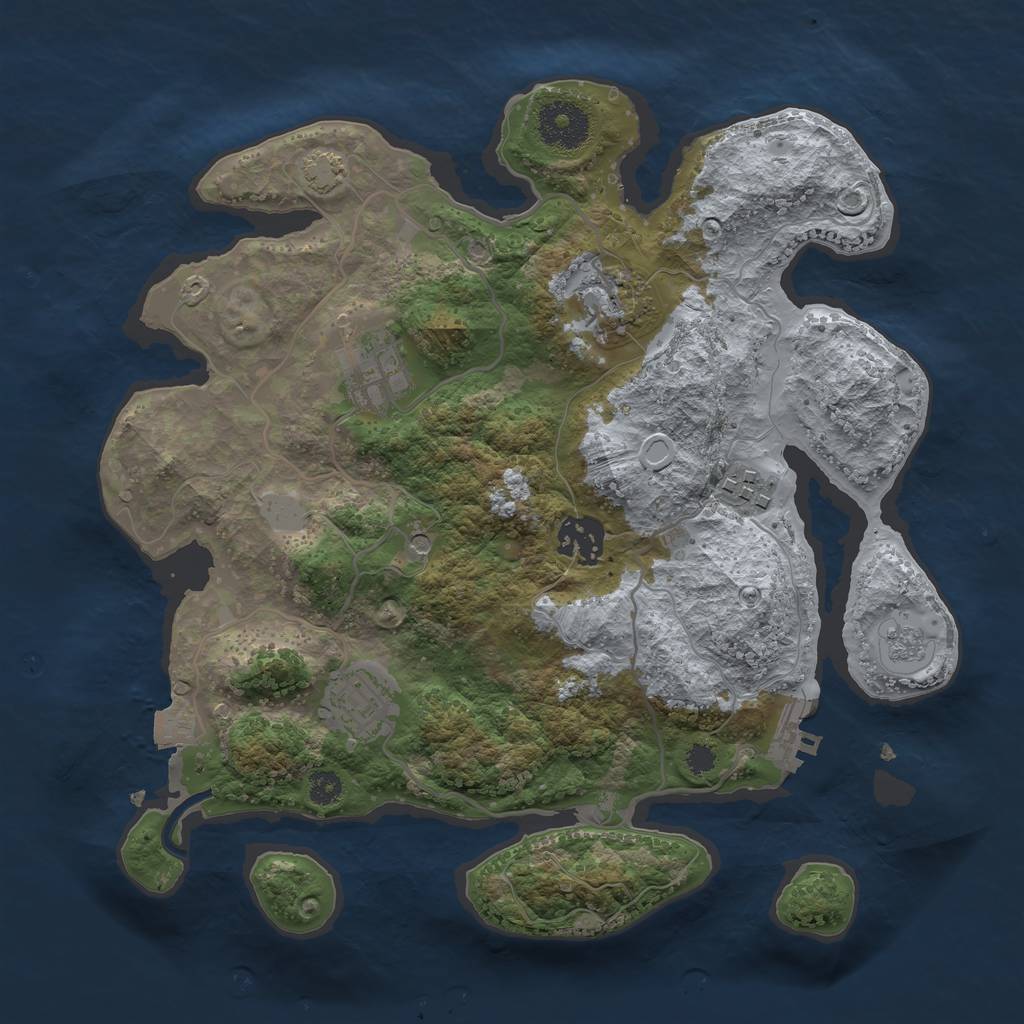 Rust Map: Procedural Map, Size: 3080, Seed: 1868103957, 12 Monuments