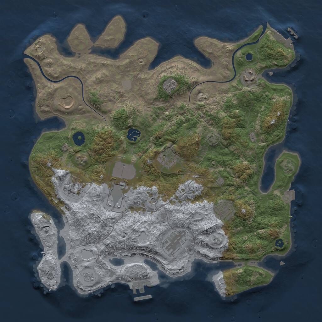 Rust Map: Procedural Map, Size: 3700, Seed: 371999384, 15 Monuments