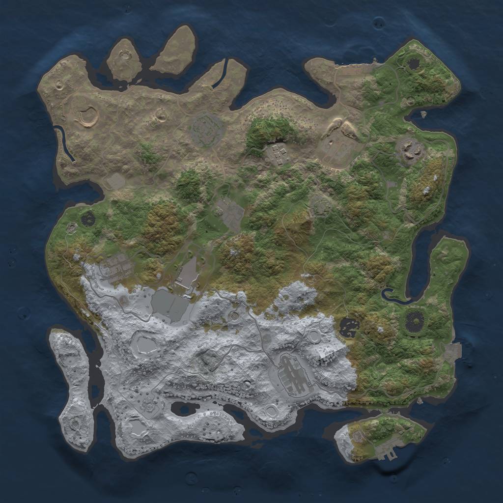 Rust Map: Procedural Map, Size: 3700, Seed: 371999384, 18 Monuments