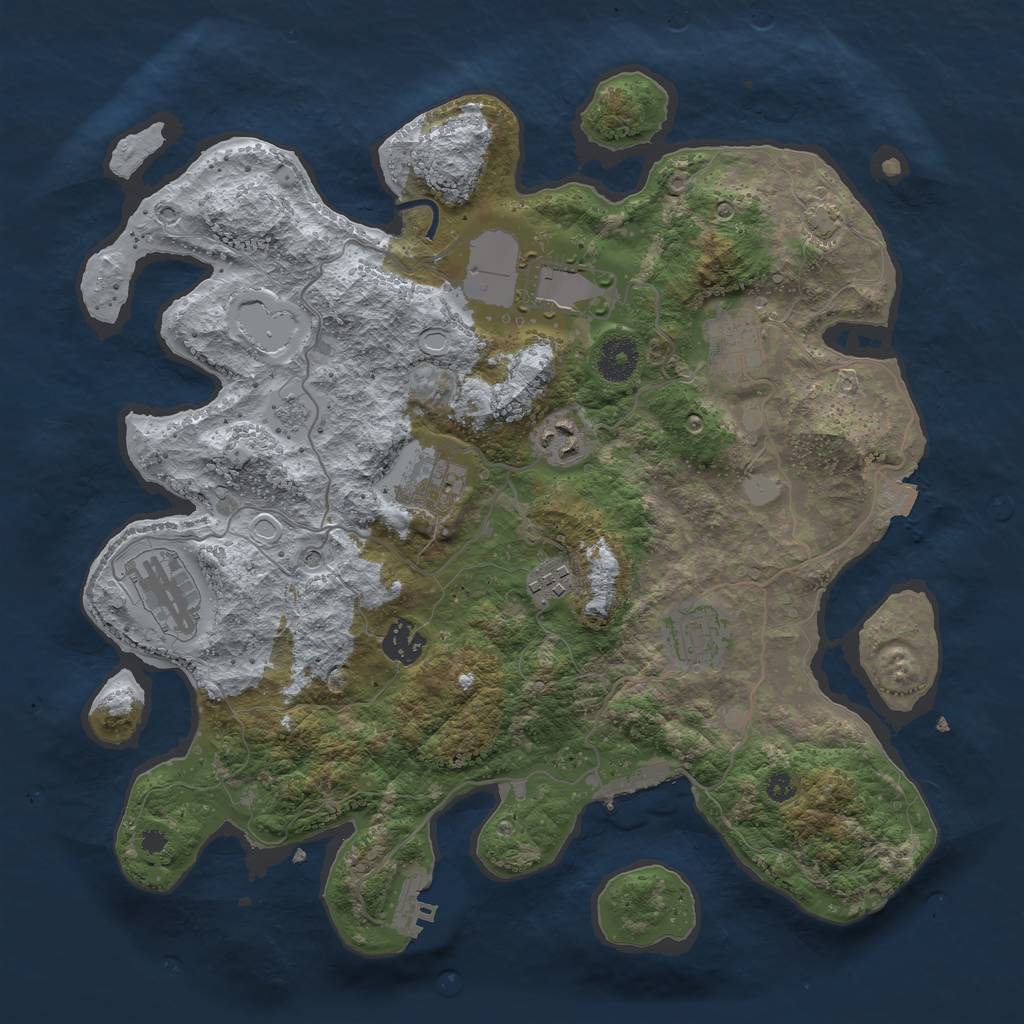Rust Map: Procedural Map, Size: 3600, Seed: 51847480, 16 Monuments