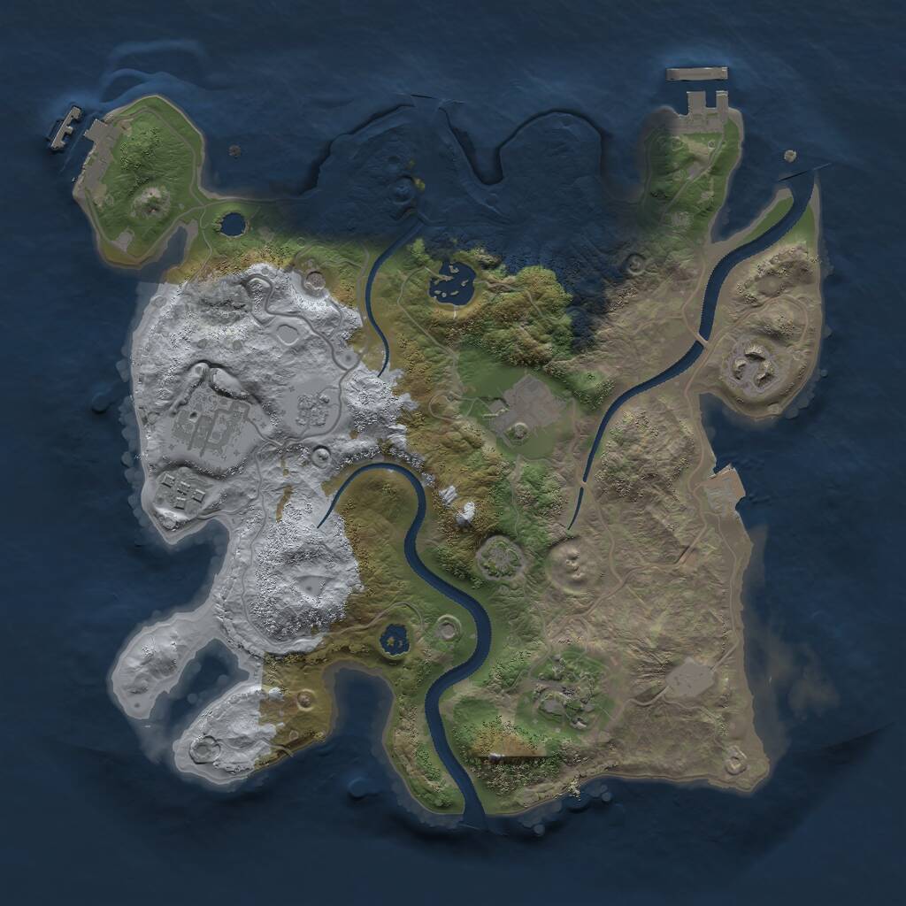 Rust Map: Procedural Map, Size: 3000, Seed: 1170872338, 12 Monuments