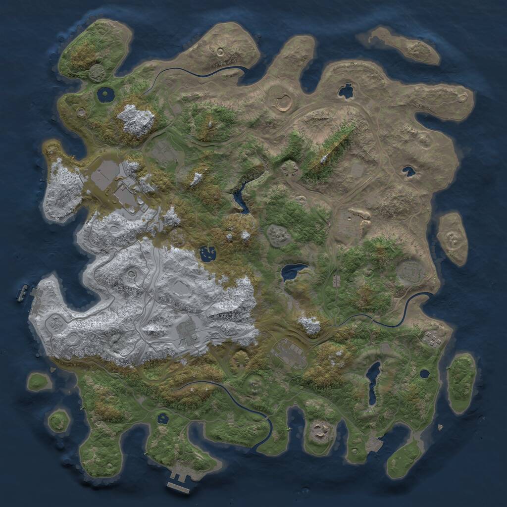 Rust Map: Procedural Map, Size: 4500, Seed: 950704, 16 Monuments