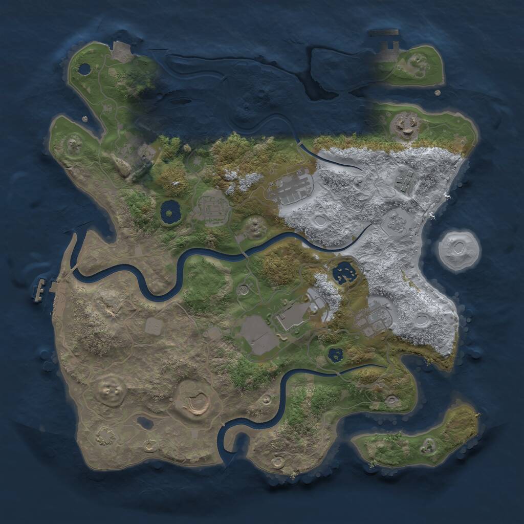 Rust Map: Procedural Map, Size: 3500, Seed: 1128, 15 Monuments