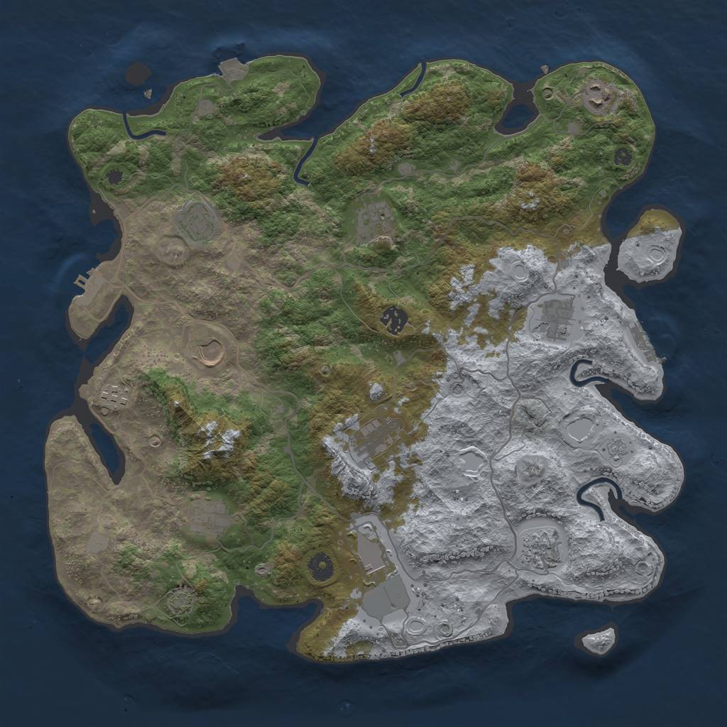 Rust Map: Procedural Map, Size: 4100, Seed: 68068952, 19 Monuments