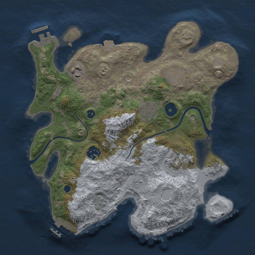 Rust Map: Procedural Map, Size: 3000, Seed: 543267, 12 Monuments
