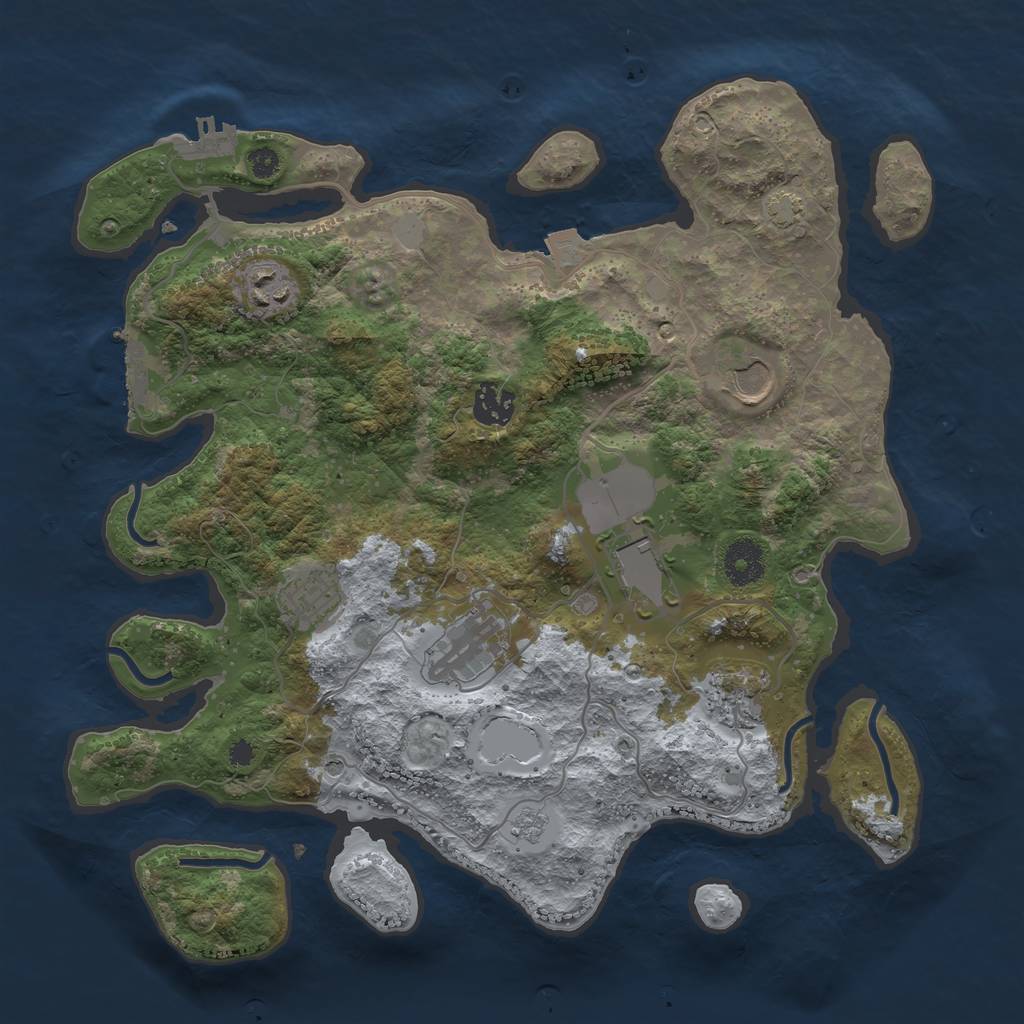 Rust Map: Procedural Map, Size: 3500, Seed: 1306259985, 15 Monuments