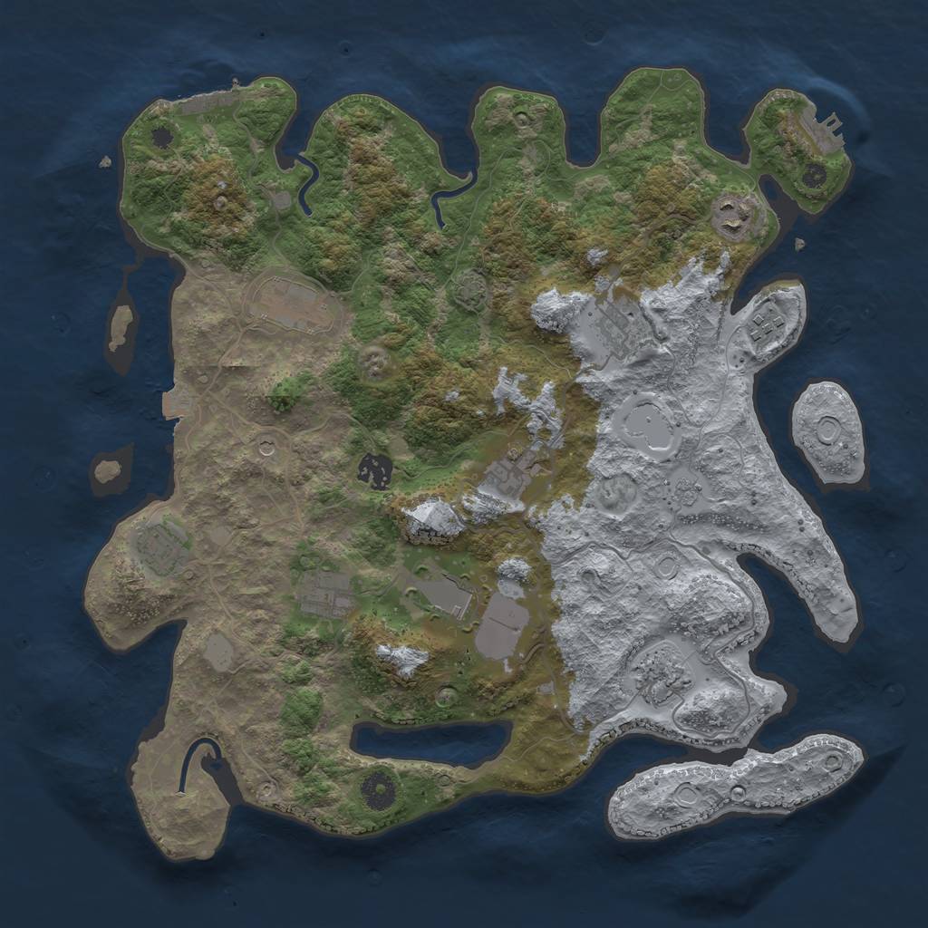 Rust Map: Procedural Map, Size: 3850, Seed: 10979589, 18 Monuments