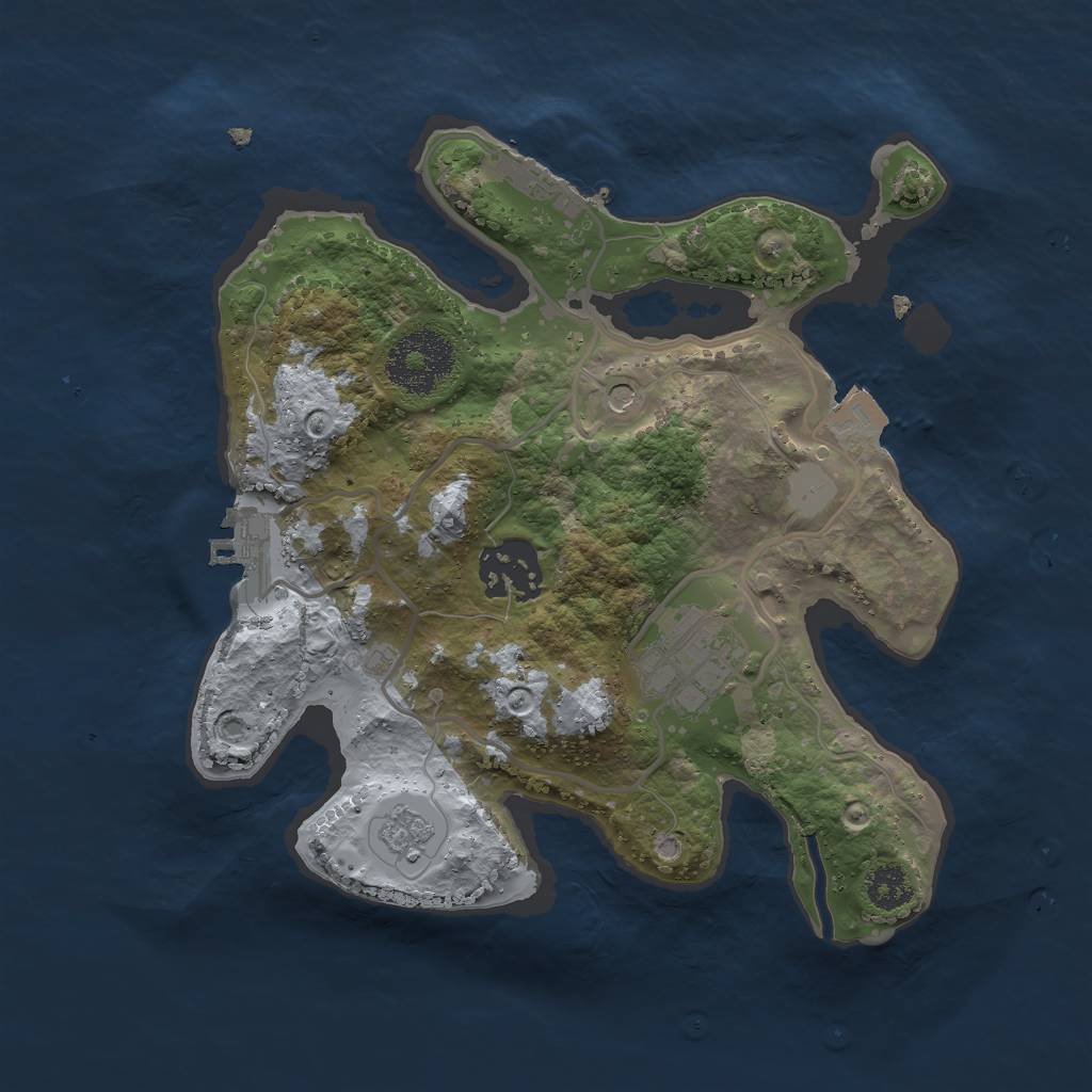 Rust Map: Procedural Map, Size: 2500, Seed: 918273645, 9 Monuments
