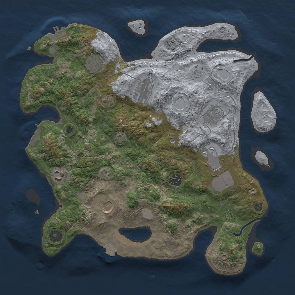 Rust Map: Procedural Map, Size: 3550, Seed: 98929701, 16 Monuments