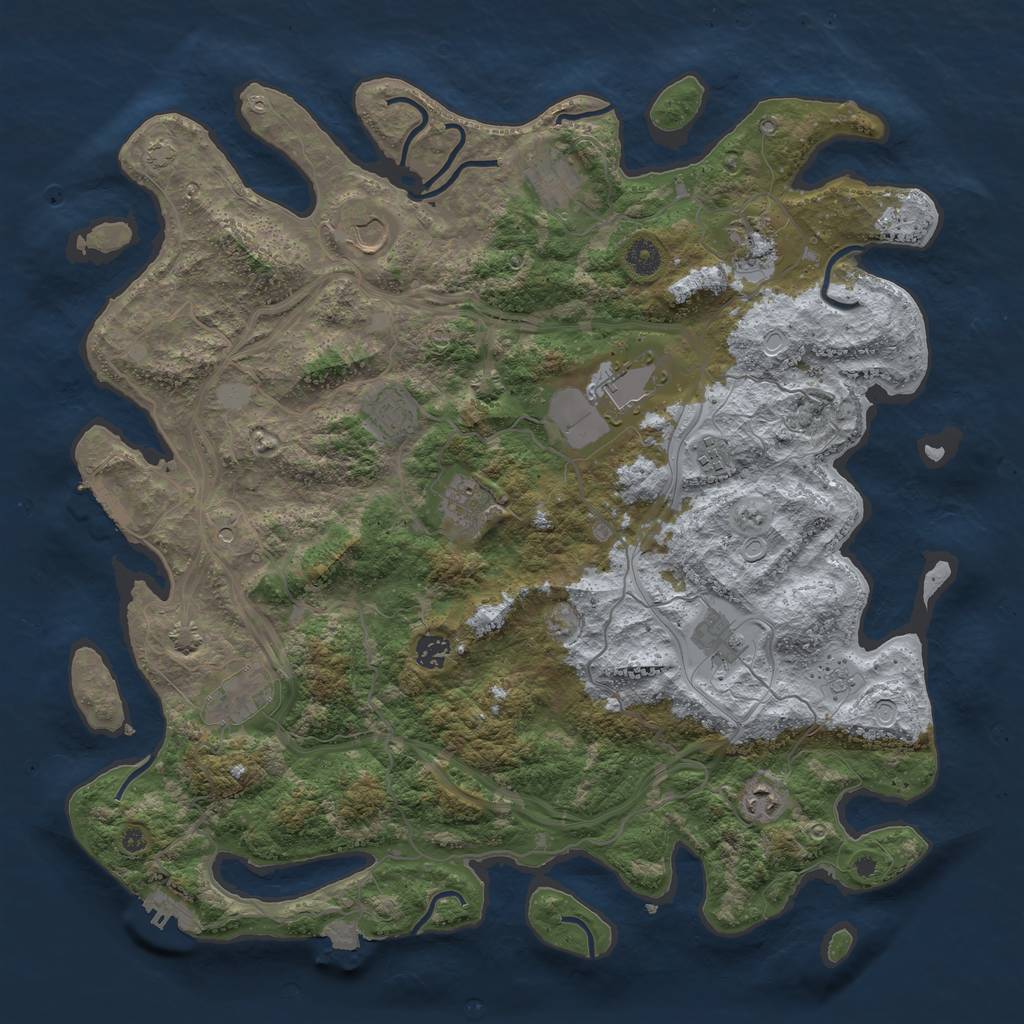 Rust Map: Procedural Map, Size: 4400, Seed: 41024789, 19 Monuments