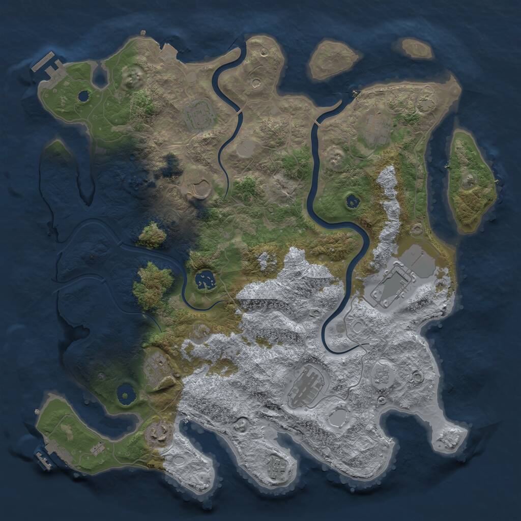 Rust Map: Procedural Map, Size: 3900, Seed: 3289280, 15 Monuments