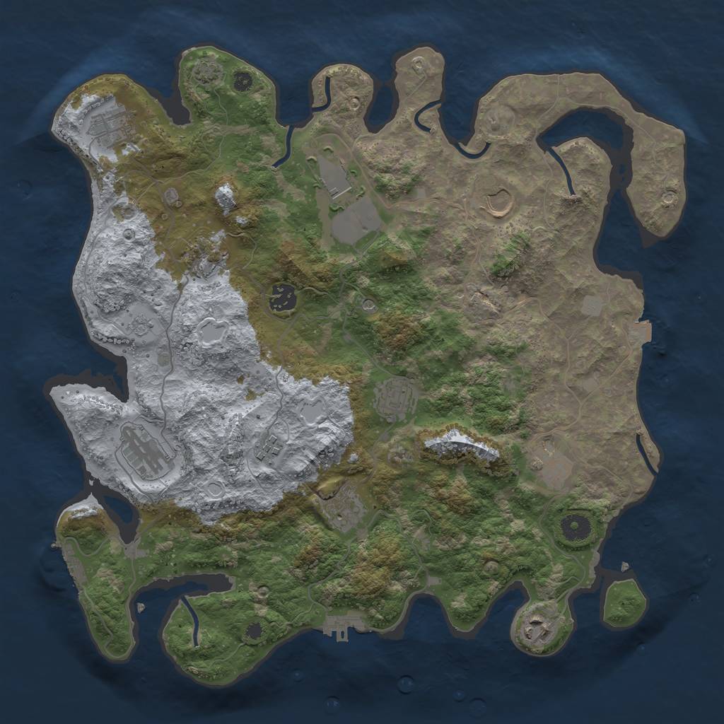 Rust Map: Procedural Map, Size: 3850, Seed: 20535014, 19 Monuments