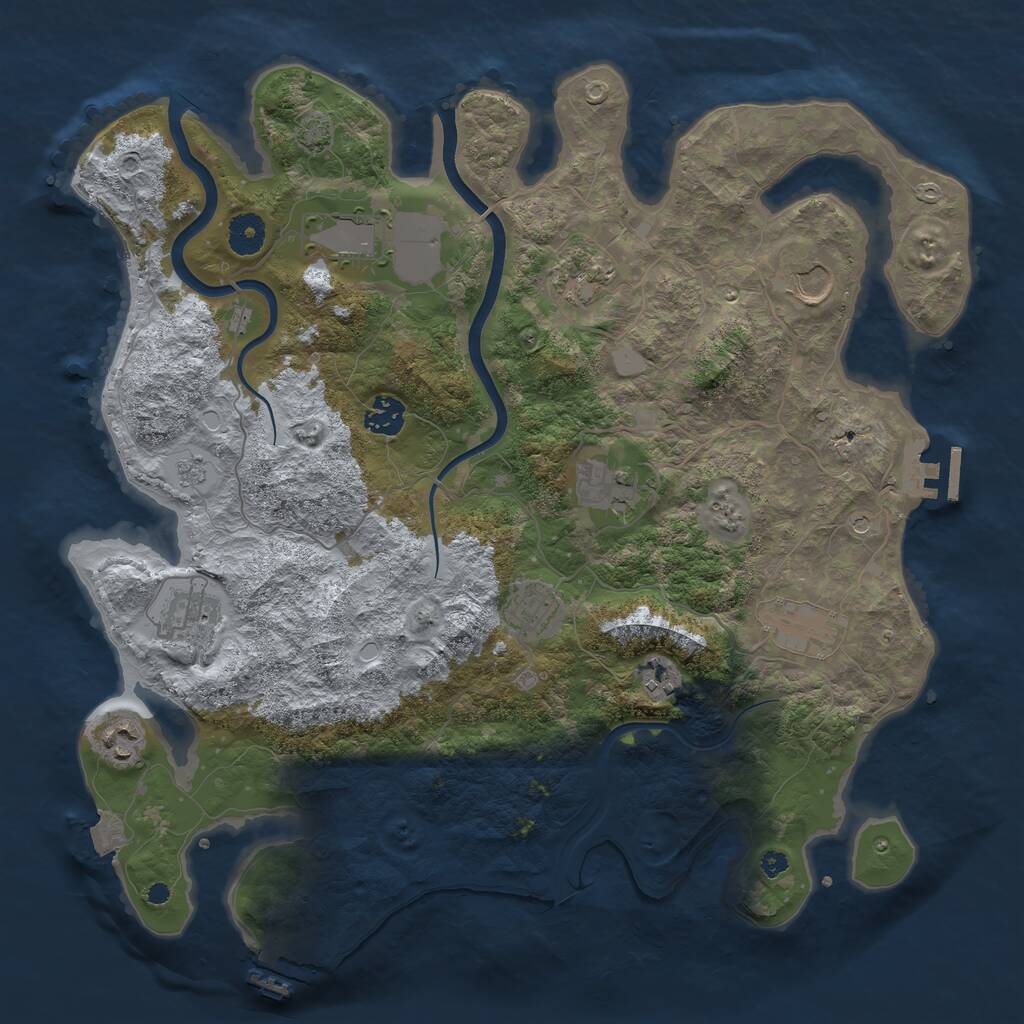 Rust Map: Procedural Map, Size: 3850, Seed: 20535014, 16 Monuments