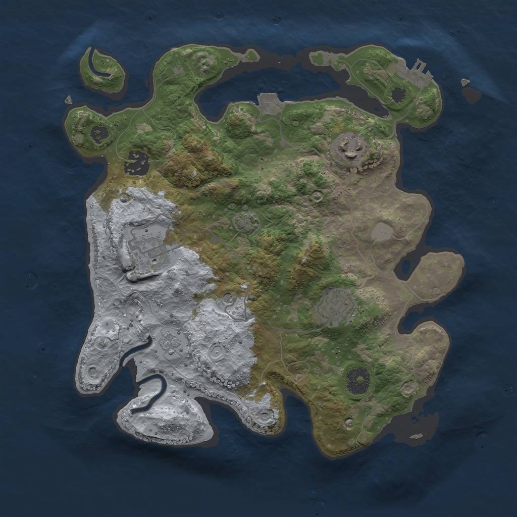 Rust Map: Procedural Map, Size: 3000, Seed: 918273645, 11 Monuments