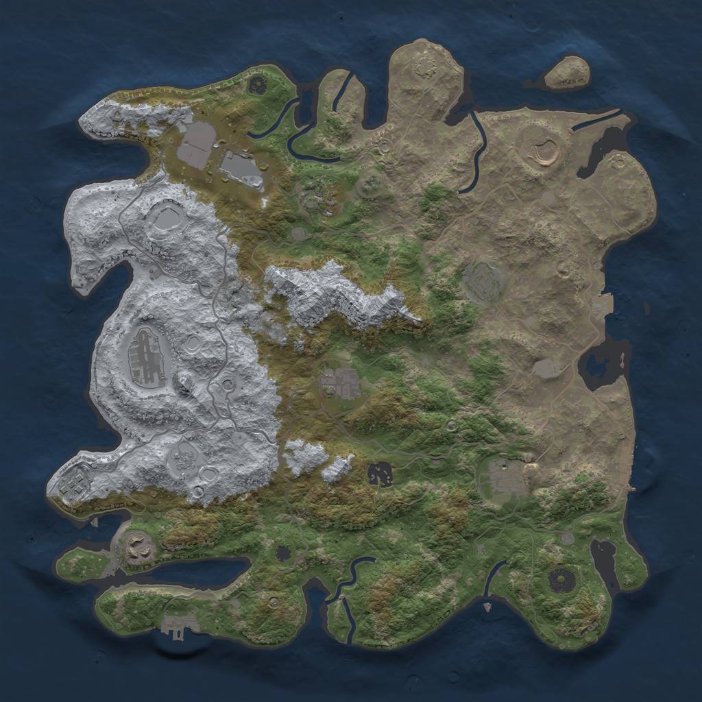 Rust Map: Procedural Map, Size: 4000, Seed: 34473637, 18 Monuments