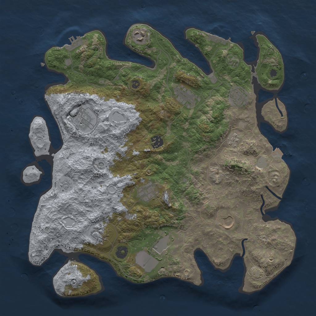 Rust Map: Procedural Map, Size: 3750, Seed: 302421, 18 Monuments