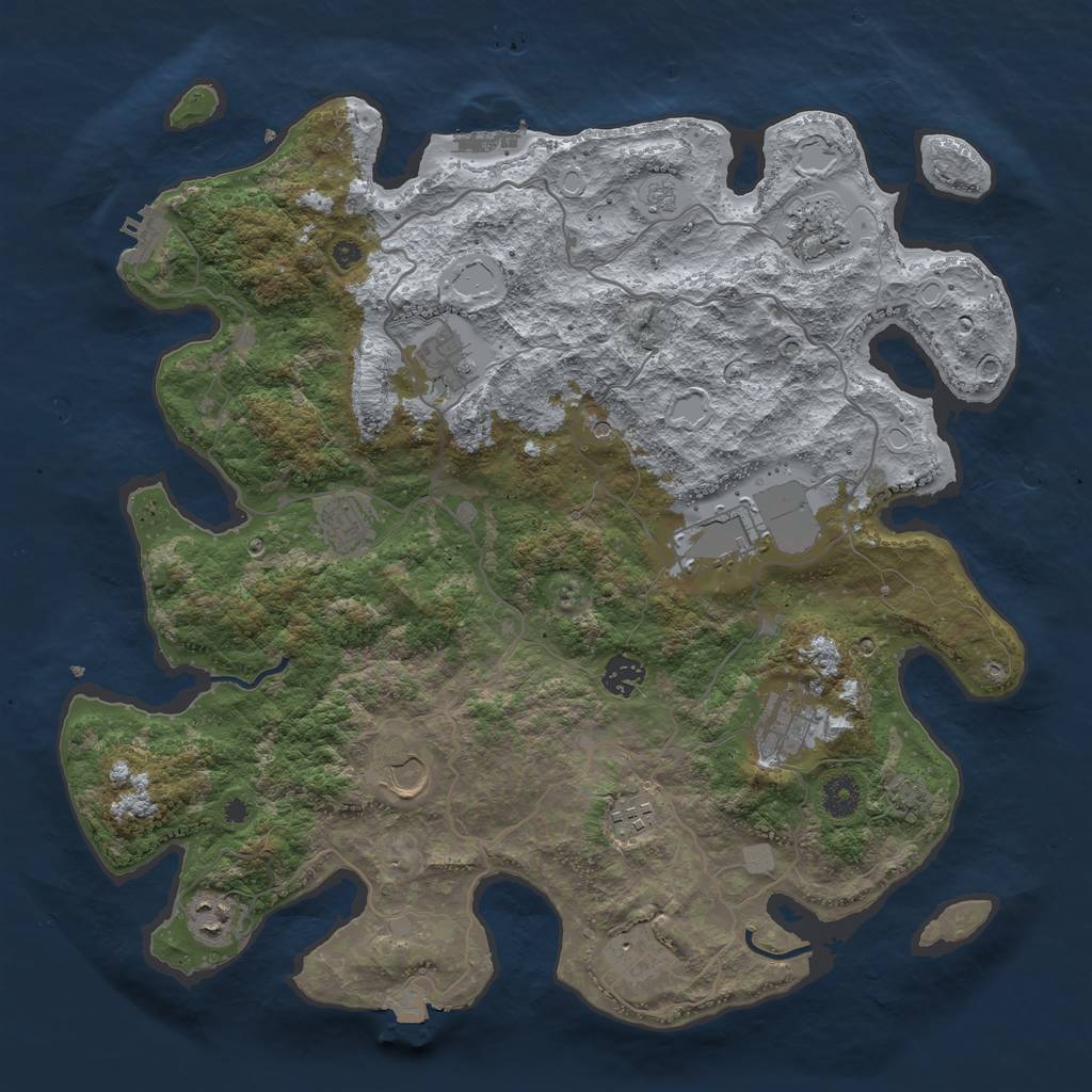 Rust Map: Procedural Map, Size: 4000, Seed: 990261, 18 Monuments