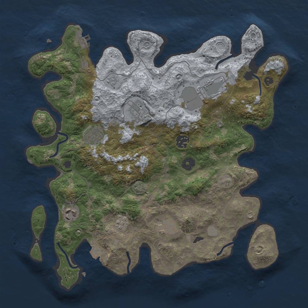 Rust Map: Procedural Map, Size: 3500, Seed: 76218, 14 Monuments