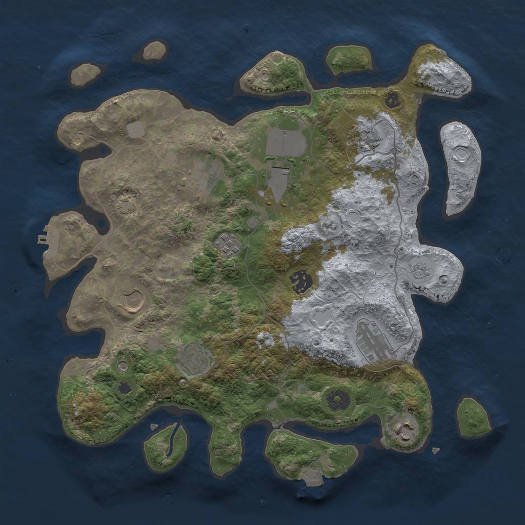 Rust Map: Procedural Map, Size: 3500, Seed: 578213488, 16 Monuments