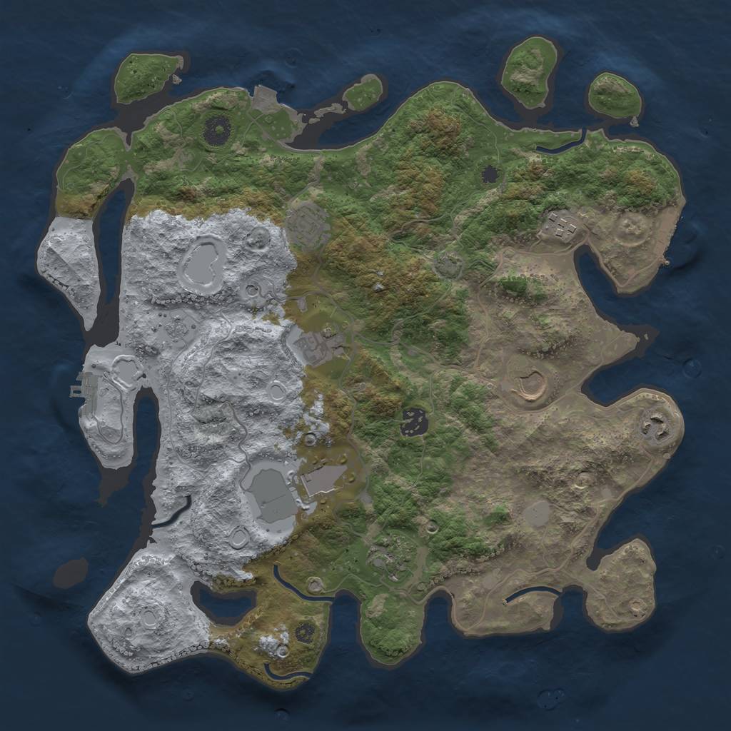 Rust Map: Procedural Map, Size: 3700, Seed: 111874, 16 Monuments