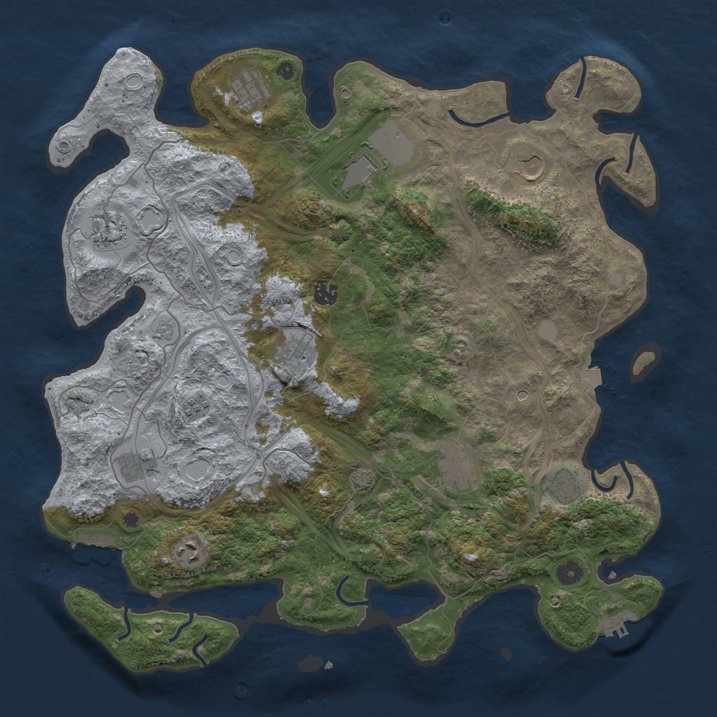 Rust Map: Procedural Map, Size: 4300, Seed: 34355551, 19 Monuments