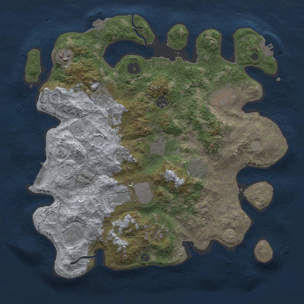 Rust Map: Procedural Map, Size: 3700, Seed: 365236974, 18 Monuments