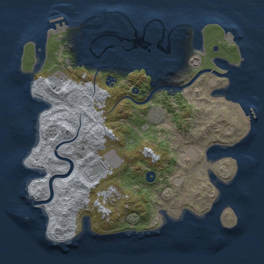 Rust Map: Procedural Map, Size: 3700, Seed: 365236974, 14 Monuments
