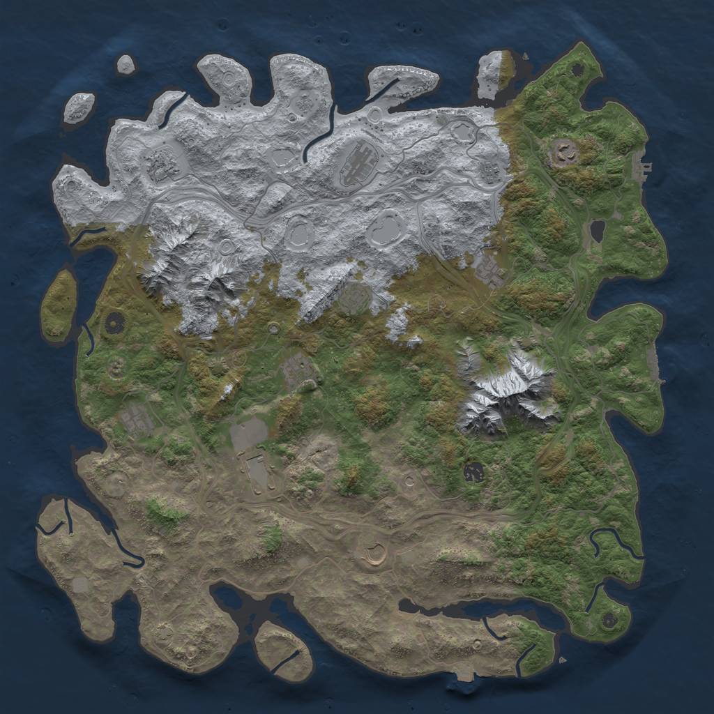 Rust Map: Procedural Map, Size: 5000, Seed: 253444512, 19 Monuments