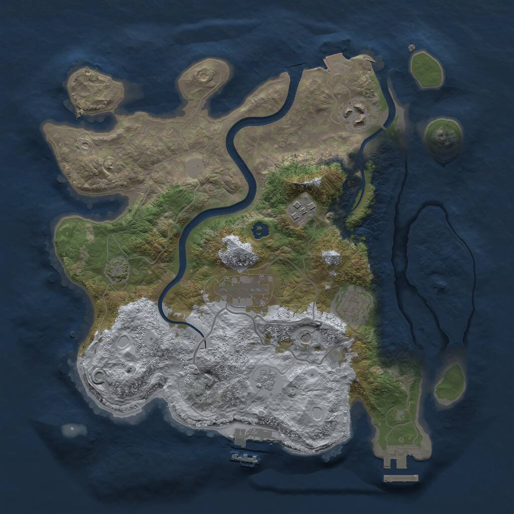 Rust Map: Procedural Map, Size: 3000, Seed: 641155839, 10 Monuments