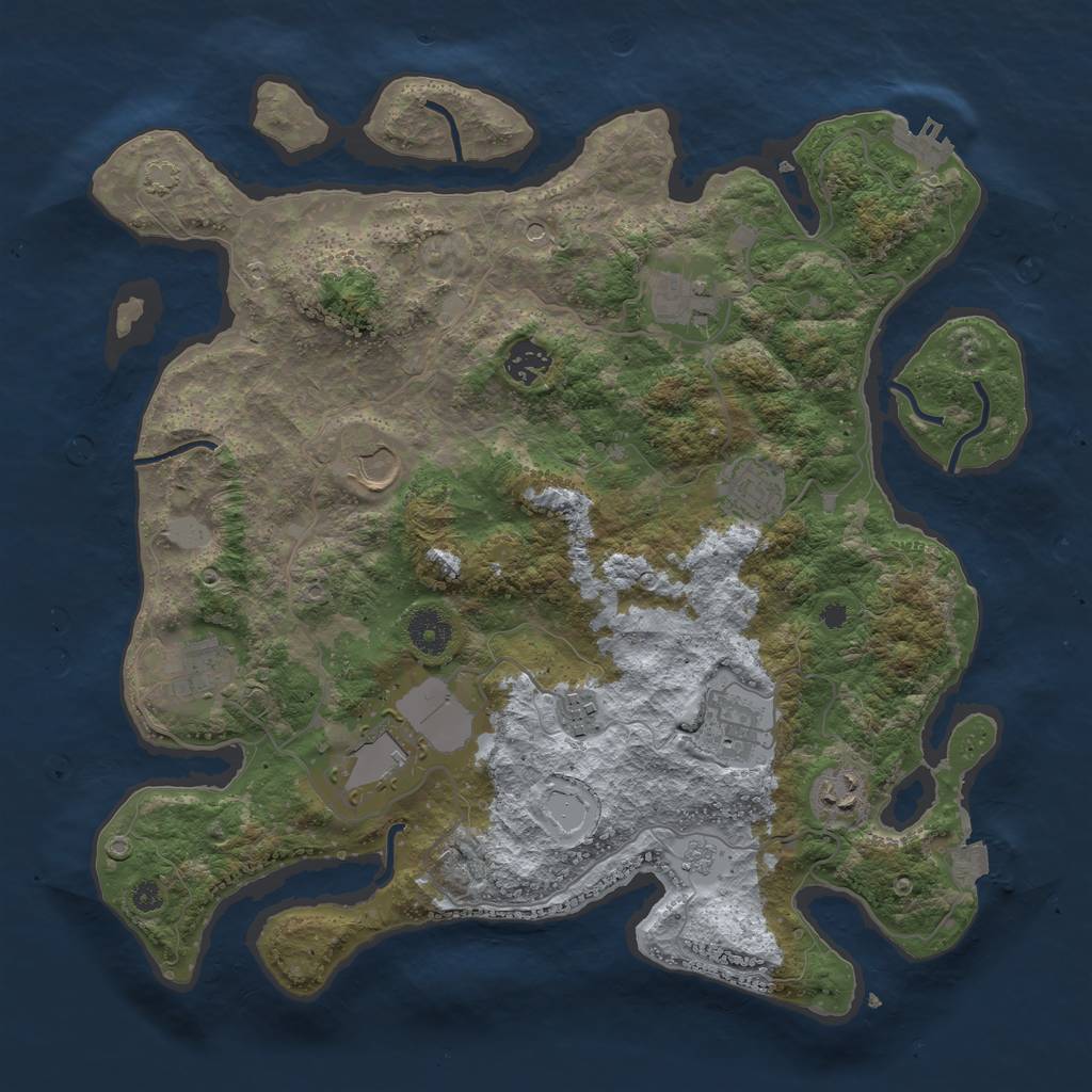 Rust Map: Procedural Map, Size: 3750, Seed: 74534531, 16 Monuments