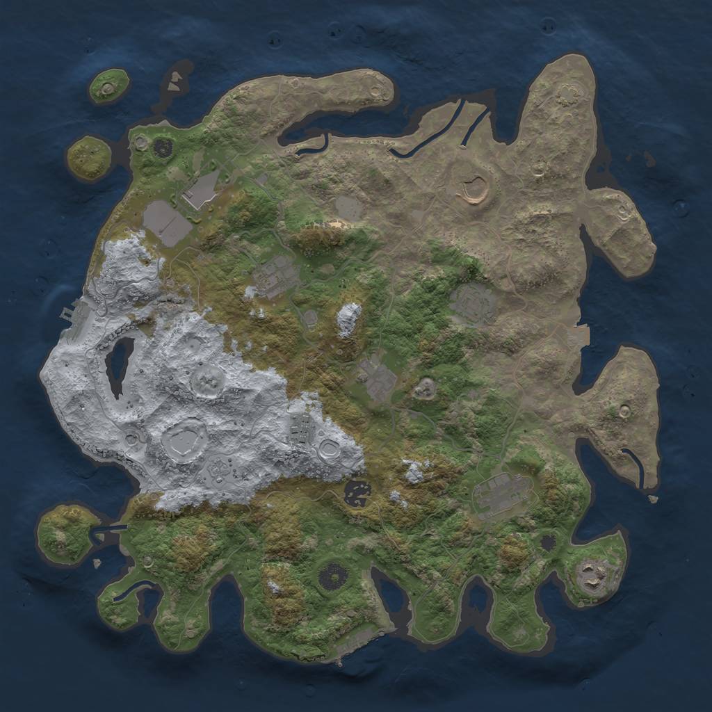 Rust Map: Procedural Map, Size: 3850, Seed: 72753061, 17 Monuments