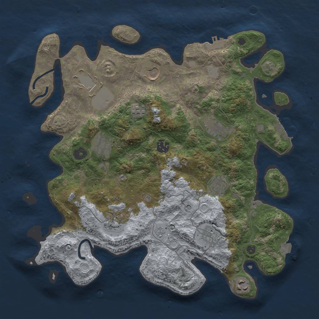 Rust Map: Procedural Map, Size: 3700, Seed: 1481664775, 18 Monuments