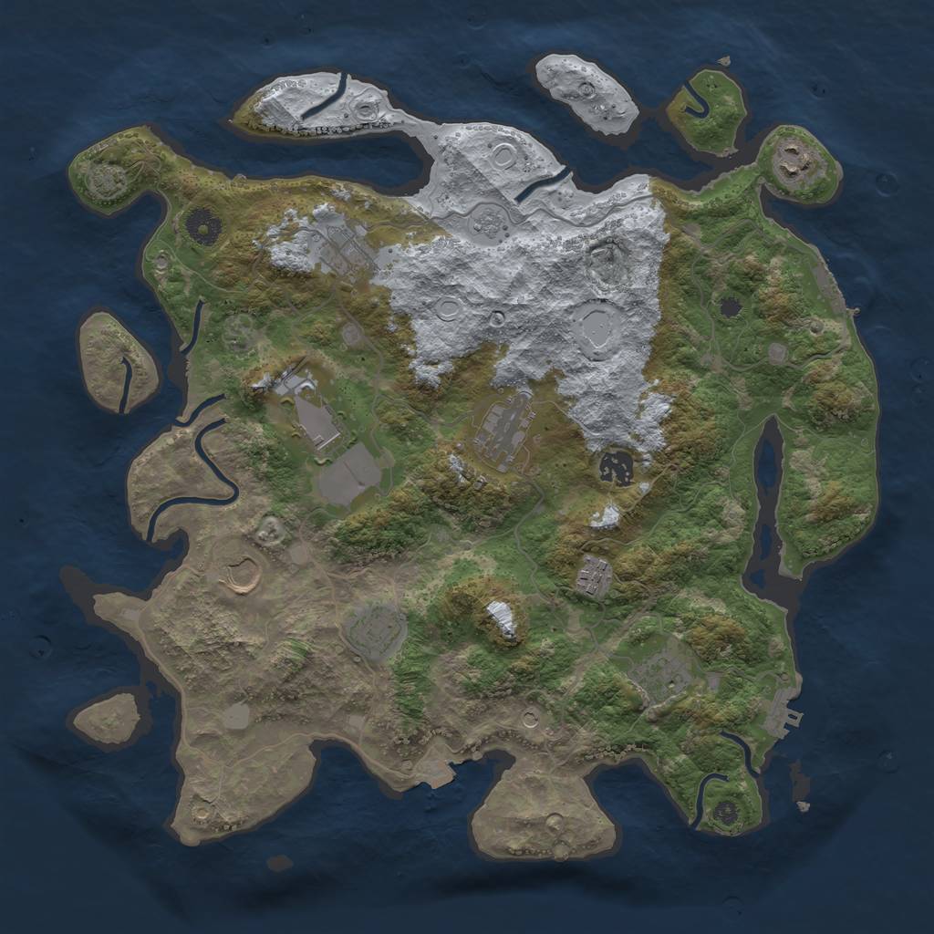 Rust Map: Procedural Map, Size: 3900, Seed: 91758840, 17 Monuments