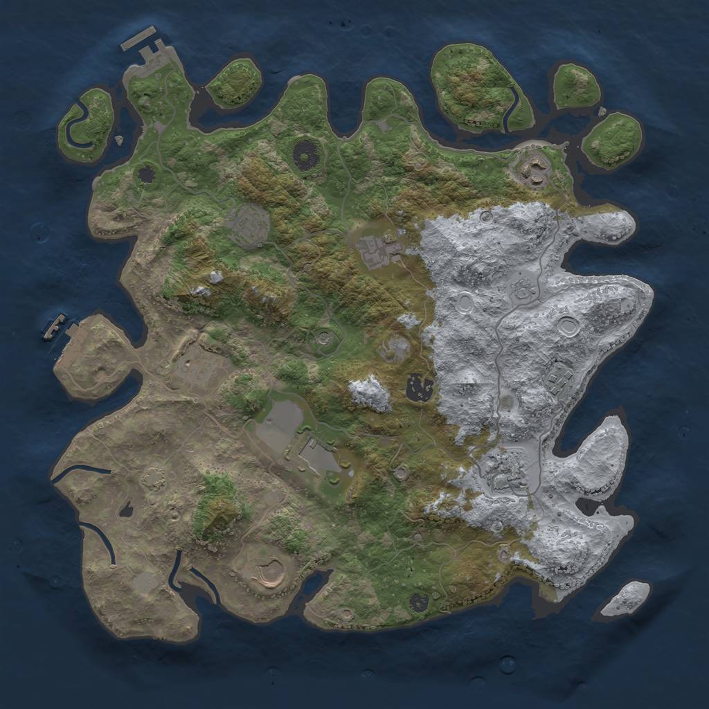 Rust Map: Procedural Map, Size: 3750, Seed: 83487942, 17 Monuments